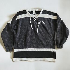 Victoria's Secret PINK Oversize Lace Up Varsity Crew-Size Large